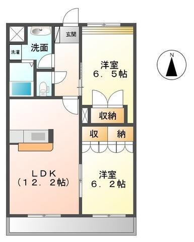 サンパレス伏石II(2LDK/2階)の間取り写真