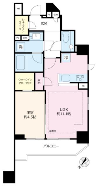 シティテラス文京小石川(1LDK/1階)の間取り写真