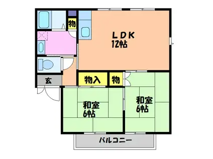 ウエスト NEW HOUSE B(2LDK/2階)の間取り写真