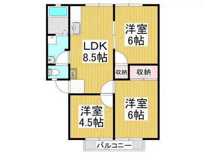 西村アーバンE(3LDK/1階)の間取り写真