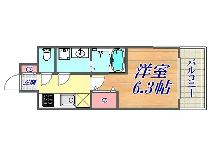 エスリードザ・ランドマーク神戸(1K/12階)の間取り写真