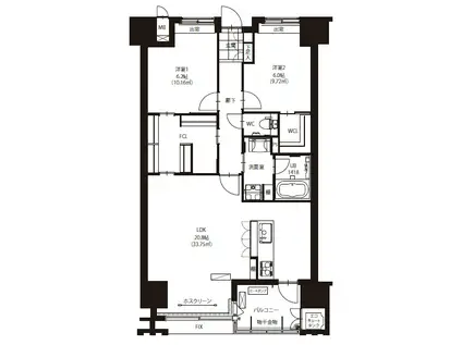 ニューガイア大分駅前NO.63(2LDK/5階)の間取り写真