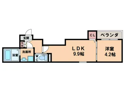 F ASECIA COLLINE(1LDK/1階)の間取り写真