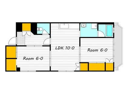 京橋ビル新館(2LDK/3階)の間取り写真