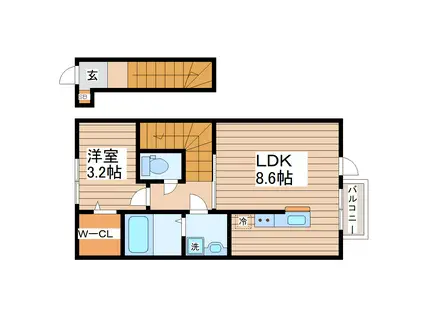 L&R新田(1LDK/2階)の間取り写真