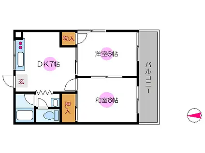 ハイム高城(2DK/2階)の間取り写真