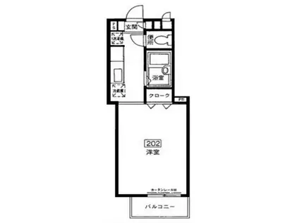 青南テラスハイム(1K/2階)の間取り写真