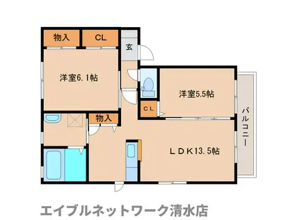 サニープレイス(2LDK/2階)の間取り写真