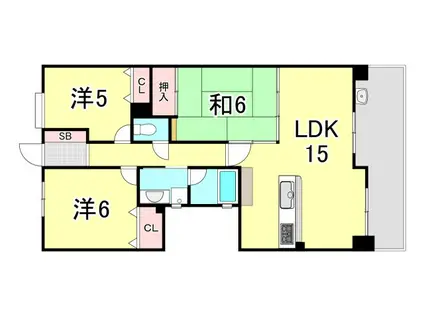 セレッソコート芦屋中央公園(3LDK/5階)の間取り写真