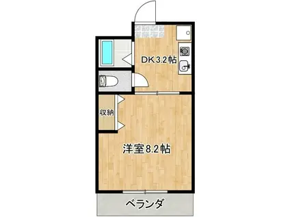 ブライトヒルズ医大前S(1K/2階)の間取り写真