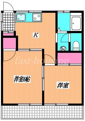 伸和荘(2K/2階)の間取り写真