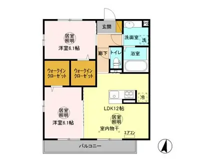 フォレストメゾン鉢形台(2LDK/3階)の間取り写真