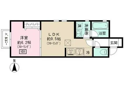 BEAR.ZUZU.WAN(1LDK/1階)の間取り写真