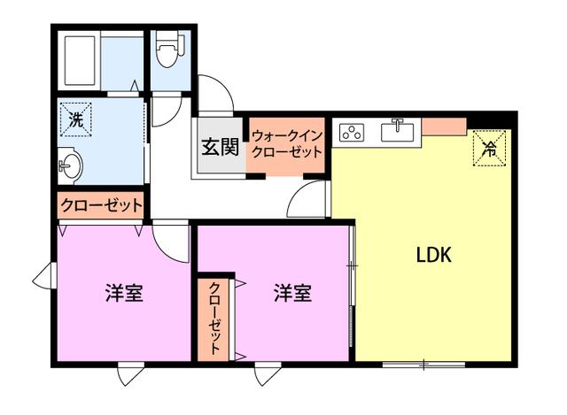 ディアウェンズ高志(2LDK/2階)の間取り写真