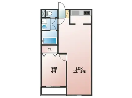 オークヴィラ(1LDK/1階)の間取り写真