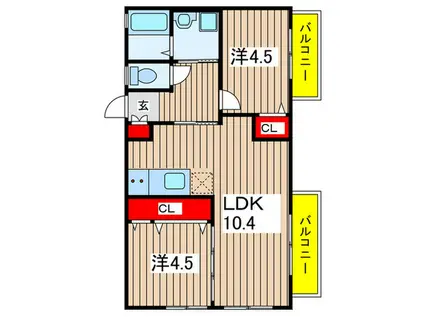 ブリーズ(2LDK/2階)の間取り写真