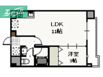 フォンティーヌ弓之町(1LDK/1階)の間取り写真