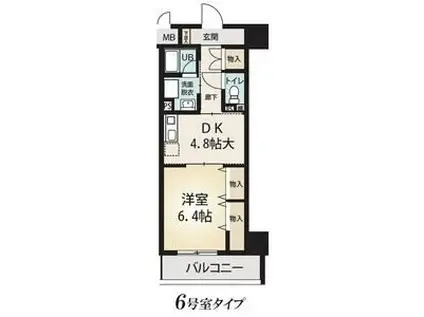 エスタシオン御器所(1DK/6階)の間取り写真