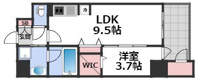 セイワパレス深江橋駅前(1K/8階)の間取り写真