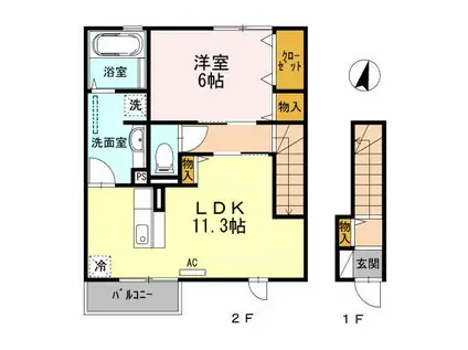セジュール深津(1LDK/2階)の間取り写真