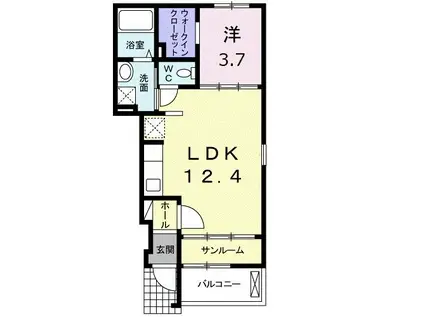フリーデ田園(1LDK/1階)の間取り写真