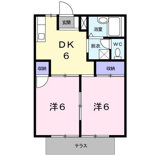 シティハイツ今之浦A(2DK/1階)の間取り写真