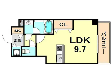 ブランTAT西宮本町II(ワンルーム/4階)の間取り写真
