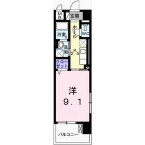 グレイスフル・K(1K/4階)の間取り写真