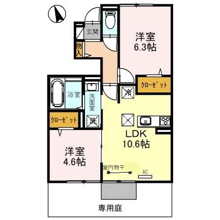 アルコバレーノVIII(2LDK/1階)の間取り写真