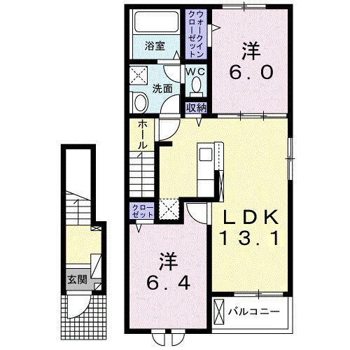 グリーン プロムナード(2LDK/2階)の間取り写真