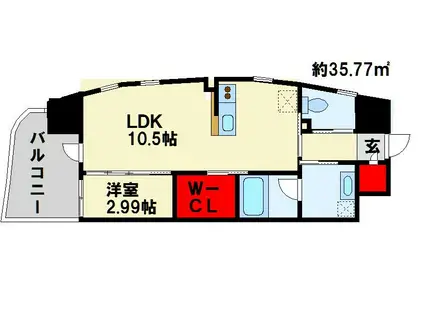 ラフィーネ上葛原(1LDK/4階)の間取り写真