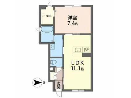 フェリシードひめばら A棟(1LDK/1階)の間取り写真