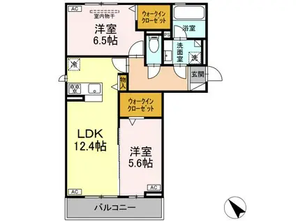 D AVANCE六名新町(2LDK/3階)の間取り写真
