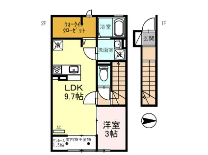 キキョウK.TツバキK.T キキョウK.T(1LDK/2階)の間取り写真