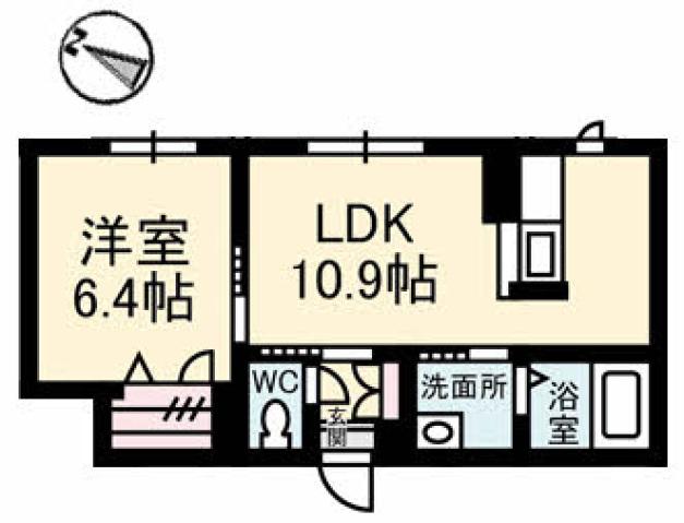 ベレオ海岸通(1LDK/1階)の間取り写真