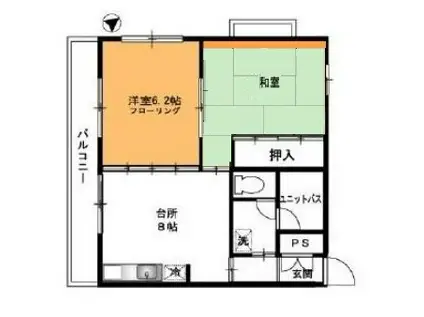 マンションストーク(2DK/6階)の間取り写真