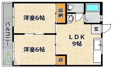 メゾンドリー(2LDK/2階)の間取り写真