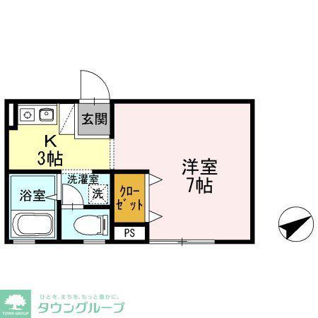 コーポグリーンヒル(1K/2階)の間取り写真