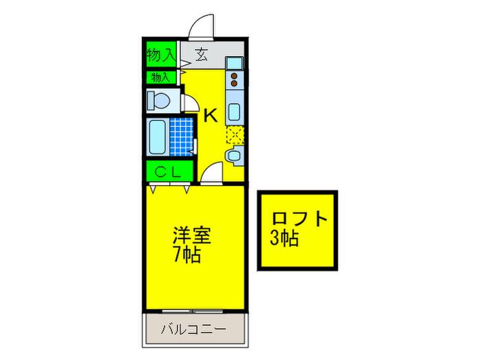カーサプロント(1K/2階)の間取り写真