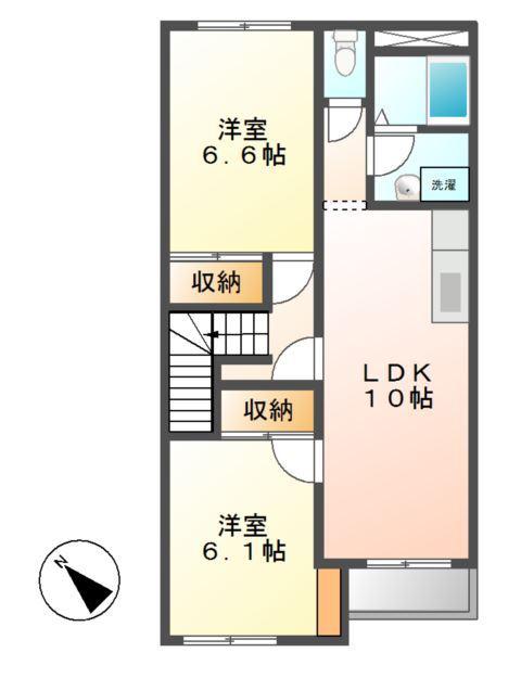 Kフォルティア(2LDK/2階)の間取り写真