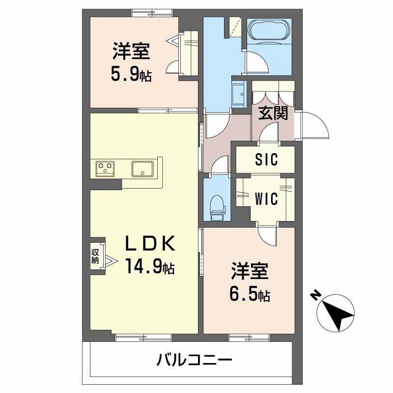 シャーメゾン グラニテ(2LDK/2階)の間取り写真