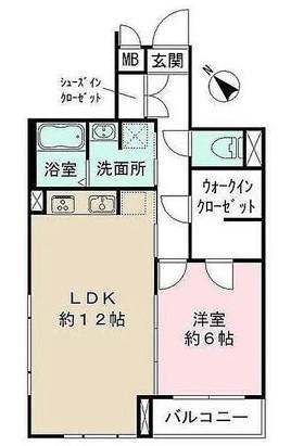 ベルフェリーク西小山(1LDK/4階)の間取り写真
