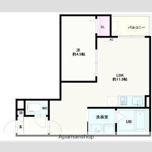 JACK URASATOI(1LDK/1階)の間取り写真
