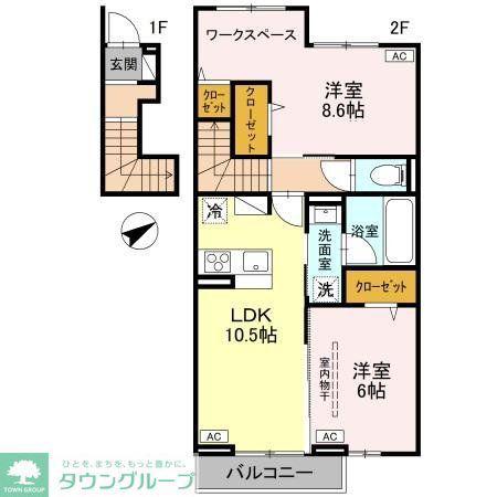 WISTERIA III(2LDK/2階)の間取り写真