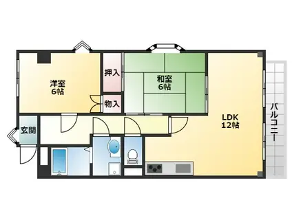 ヴィラパストラル(2LDK/2階)の間取り写真