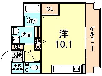 西宮アネックス(ワンルーム/3階)の間取り写真