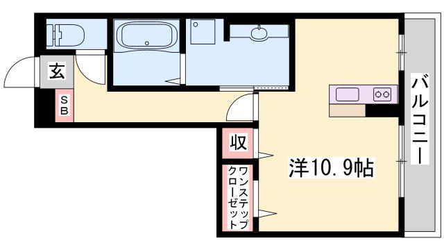 セジュール町坪(ワンルーム/2階)の間取り写真