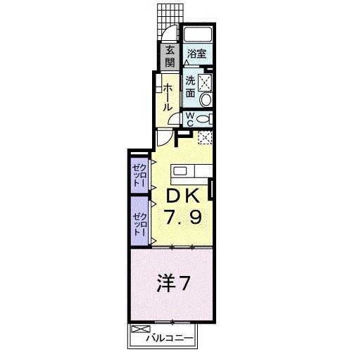 エアリー コートII(1DK/1階)の間取り写真
