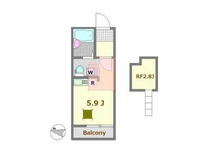 WINDY HILLS 横浜吉野町(ワンルーム/3階)の間取り写真