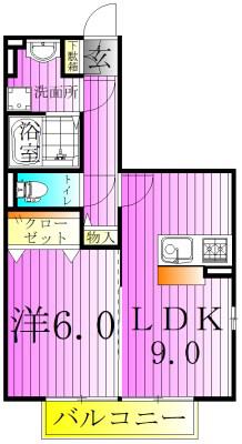 プランドールⅠ(1LDK/1階)の間取り写真